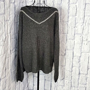×A.N.A. A NEW APPROACH Gray Beaded Sparkly Sweater Large
